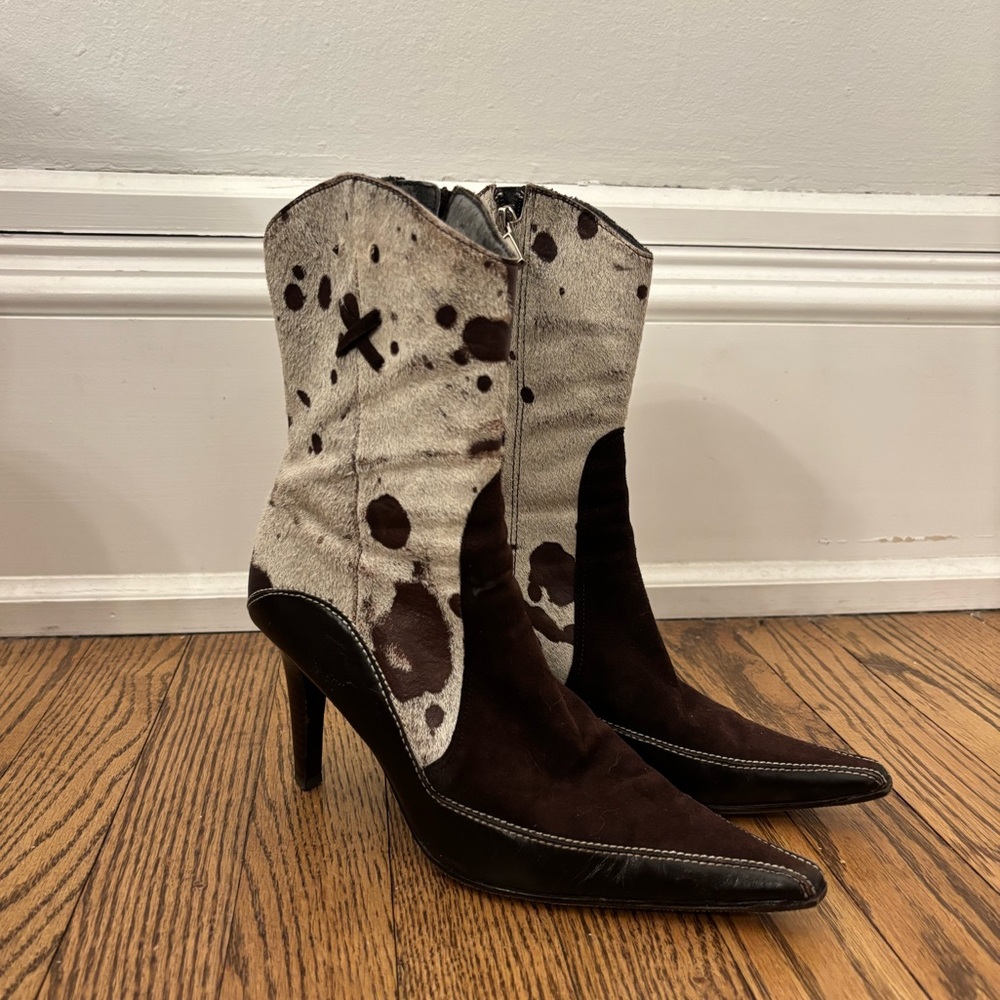 Vintage Vis a Vie Ponyhair Western Heeled Booties